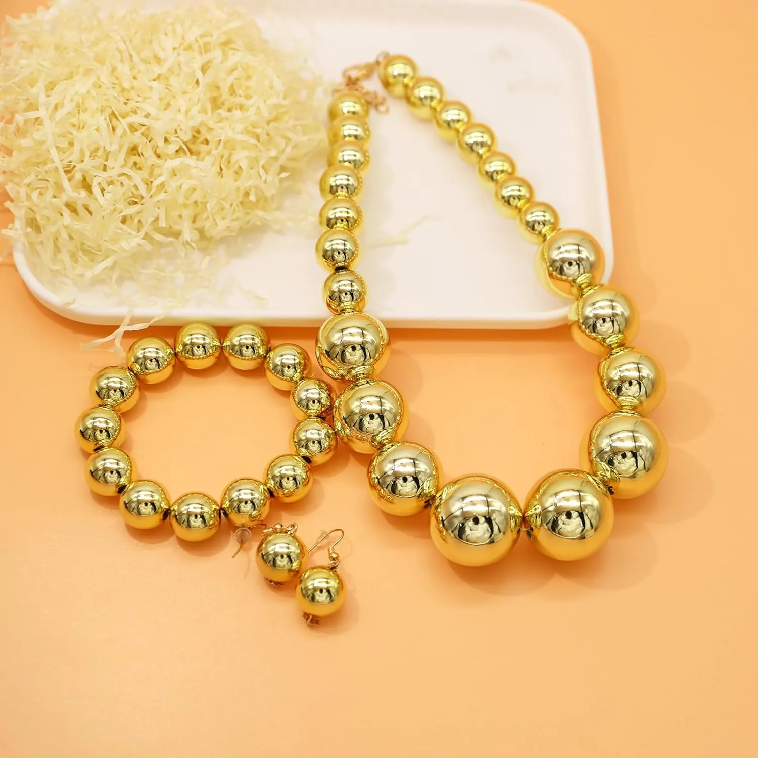 JNF Chunky Big Pearl Necklace for Women Faux Pearls Necklace set Large Beaded Pearl Collar Choker Necklaces Christmas Jewelry