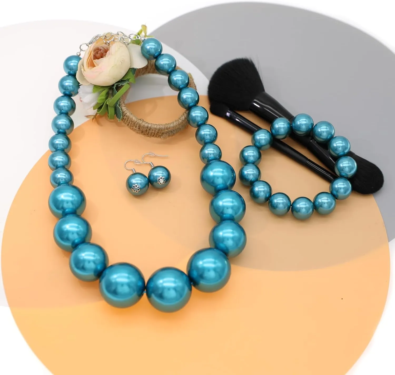 JNF Chunky Big Pearl Necklace for Women Faux Pearls Necklace set Large Beaded Pearl Collar Choker Necklaces Christmas Jewelry