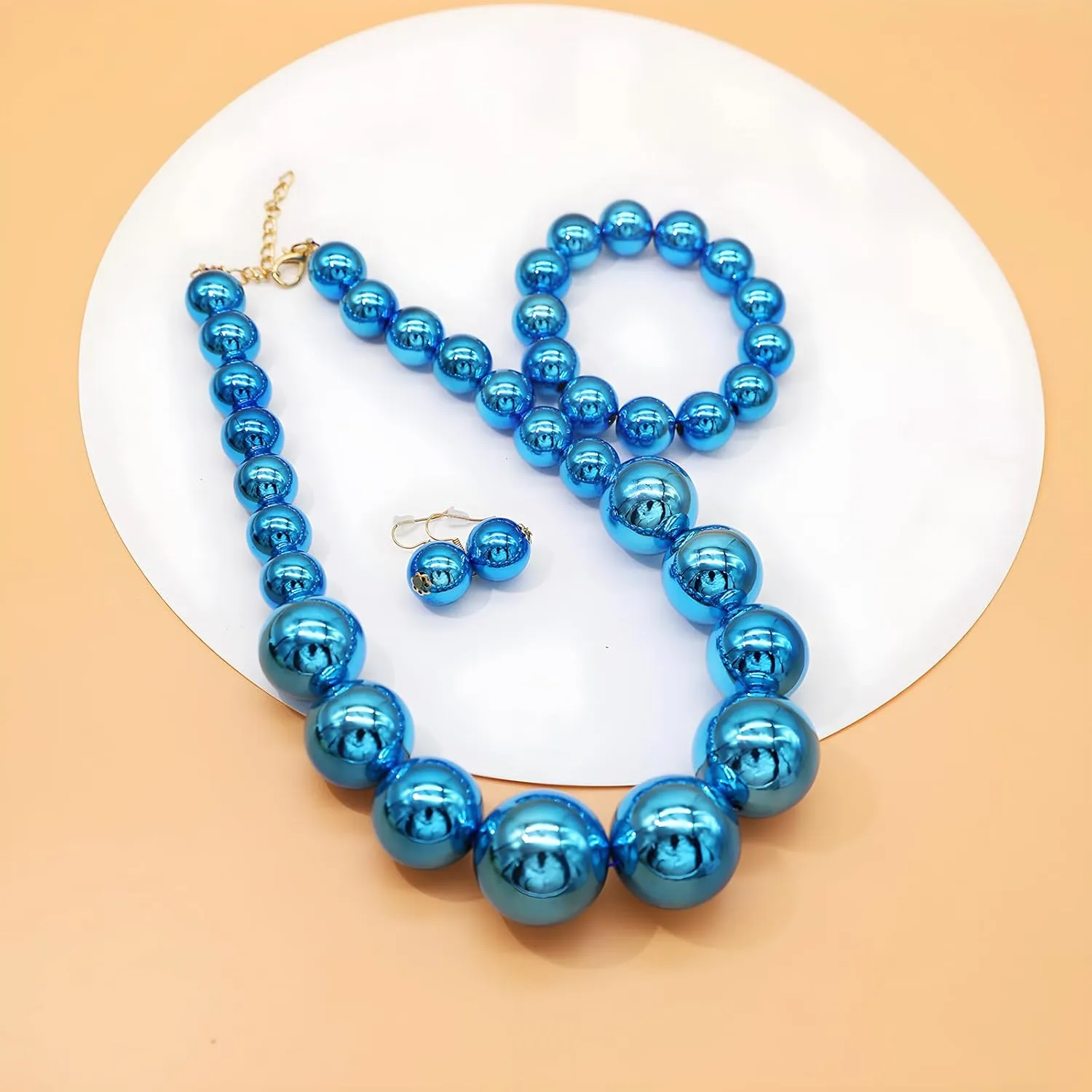 JNF Chunky Big Pearl Necklace for Women Faux Pearls Necklace set Large Beaded Pearl Collar Choker Necklaces Christmas Jewelry