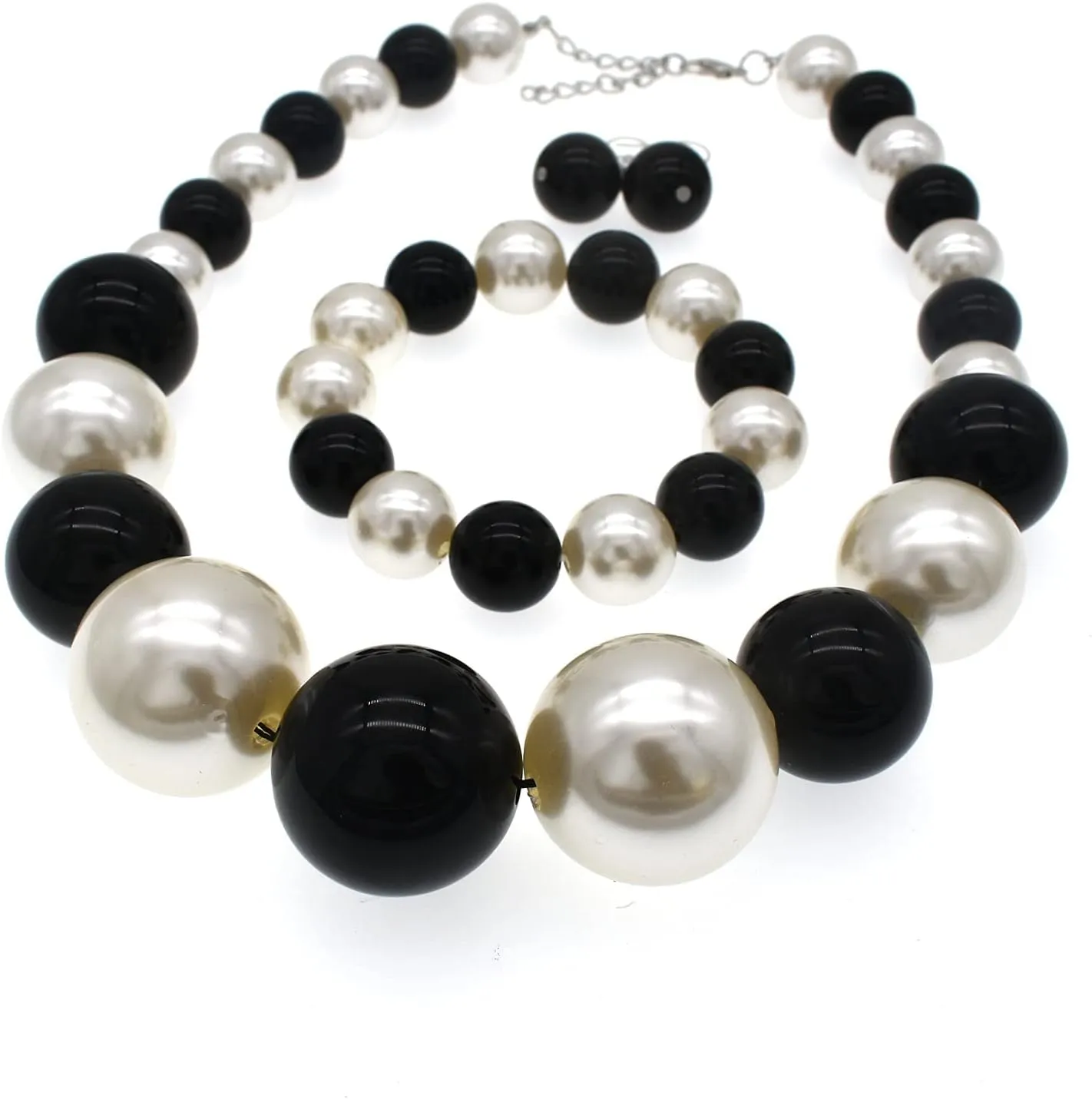 JNF Chunky Big Pearl Necklace for Women Faux Pearls Necklace set Large Beaded Pearl Collar Choker Necklaces Christmas Jewelry