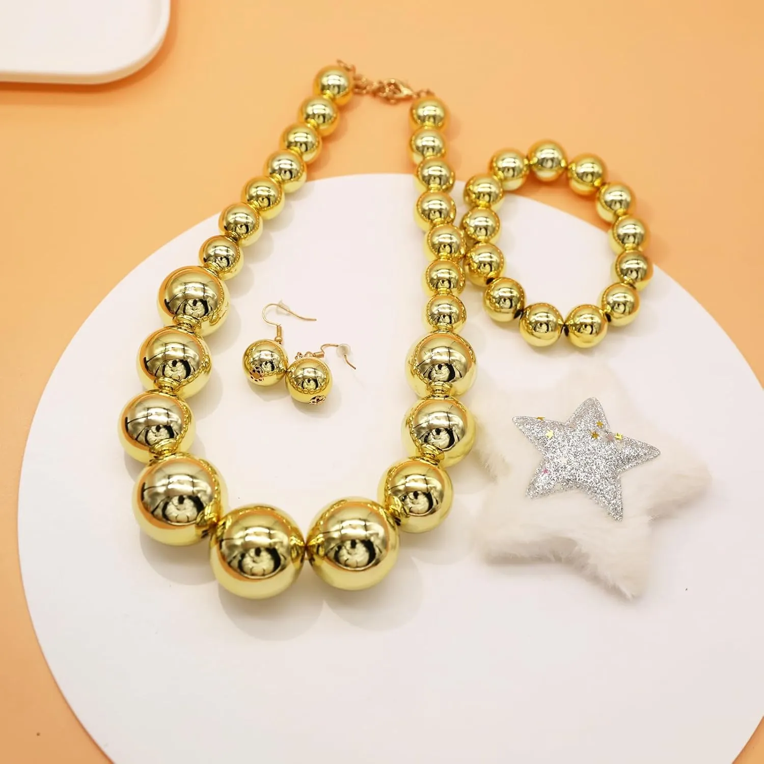 JNF Chunky Big Pearl Necklace for Women Faux Pearls Necklace set Large Beaded Pearl Collar Choker Necklaces Christmas Jewelry