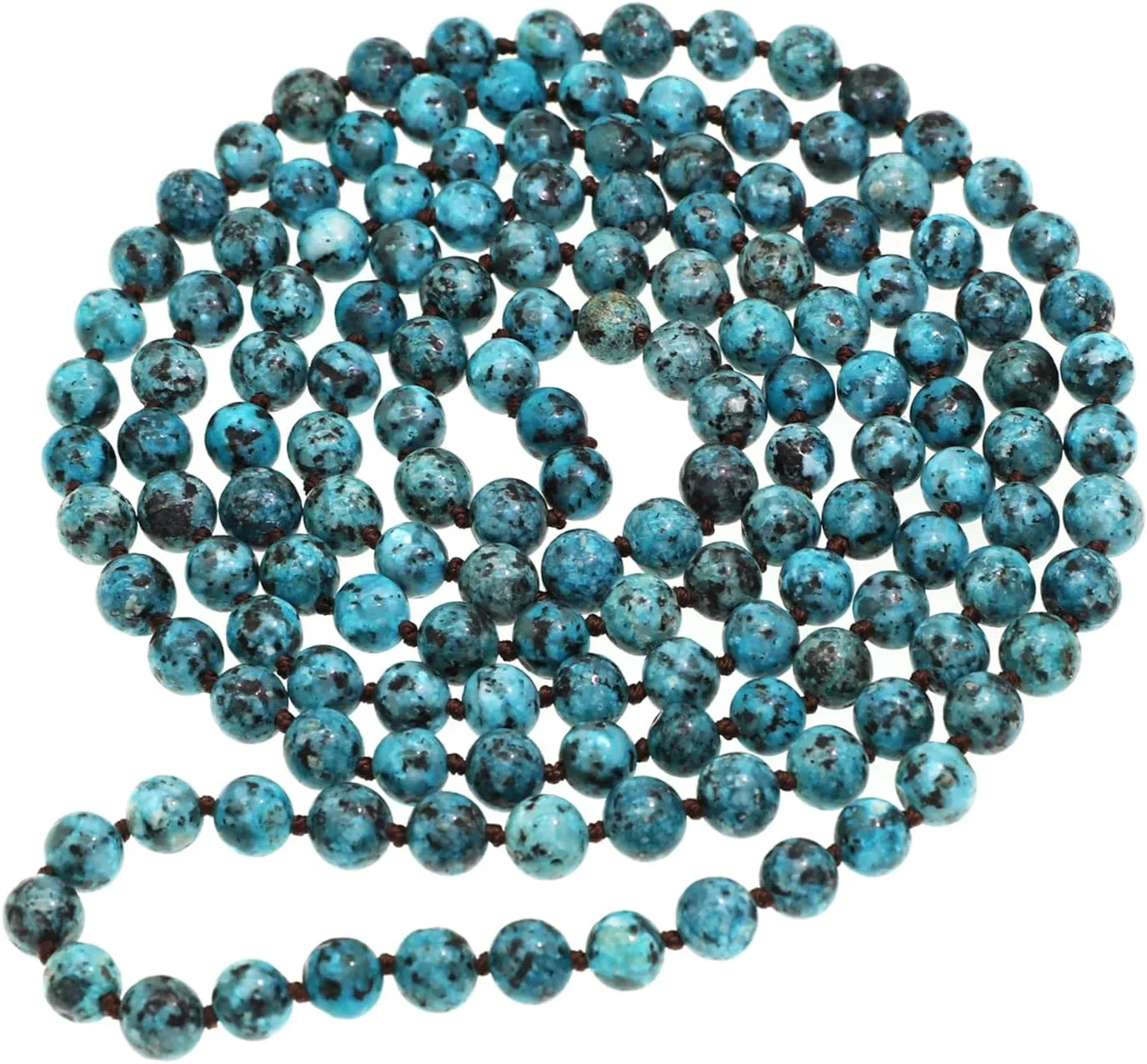 JNF Long Natural Stone necklace Semi-Precious Beaded Necklace for Women Men Handmade Multi Layer Versatile Long Wrap Strands Necklace