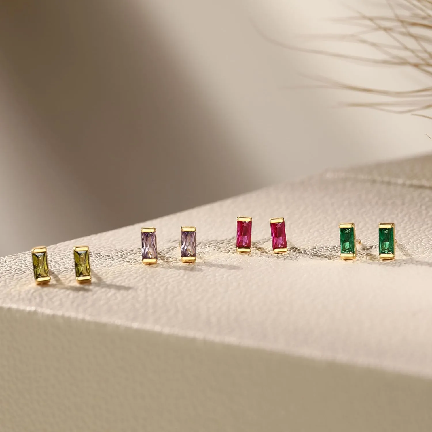 JSJOY Dainty Birthstone Stud Earrings for Women Tiny Birthstone Earring Birthday Gifts for Teen Minimalist Gold Earrings Valentine's Day Mother's Day Gifts for Mother Wife Girlfriend Her