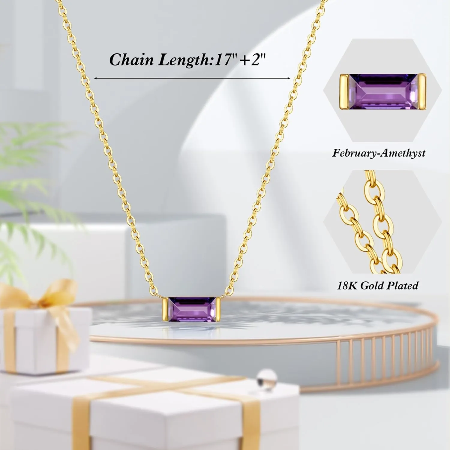 JSJOY Gold Birthstone Necklace for Women Dainty Birthstone Pendant Necklace for Teens Birthday Gifts Jewelry for Mothers Wife Grandma Graduation Gifts for Teenagers