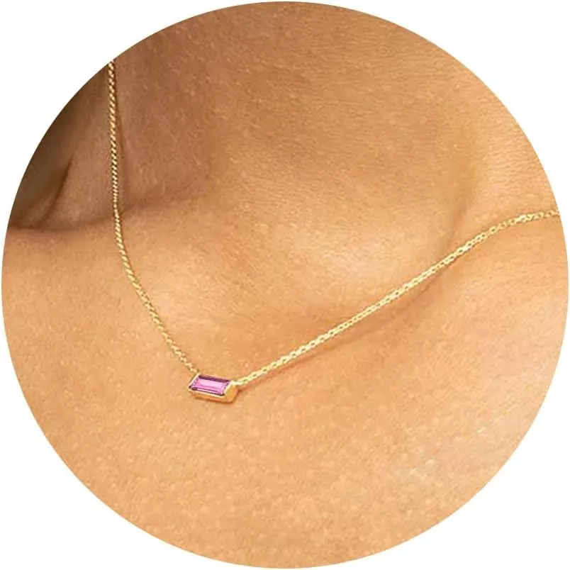 JSJOY Gold Birthstone Necklace for Women Dainty Birthstone Pendant Necklace for Teens Birthday Gifts Jewelry for Mothers Wife Grandma Graduation Gifts for Teenagers