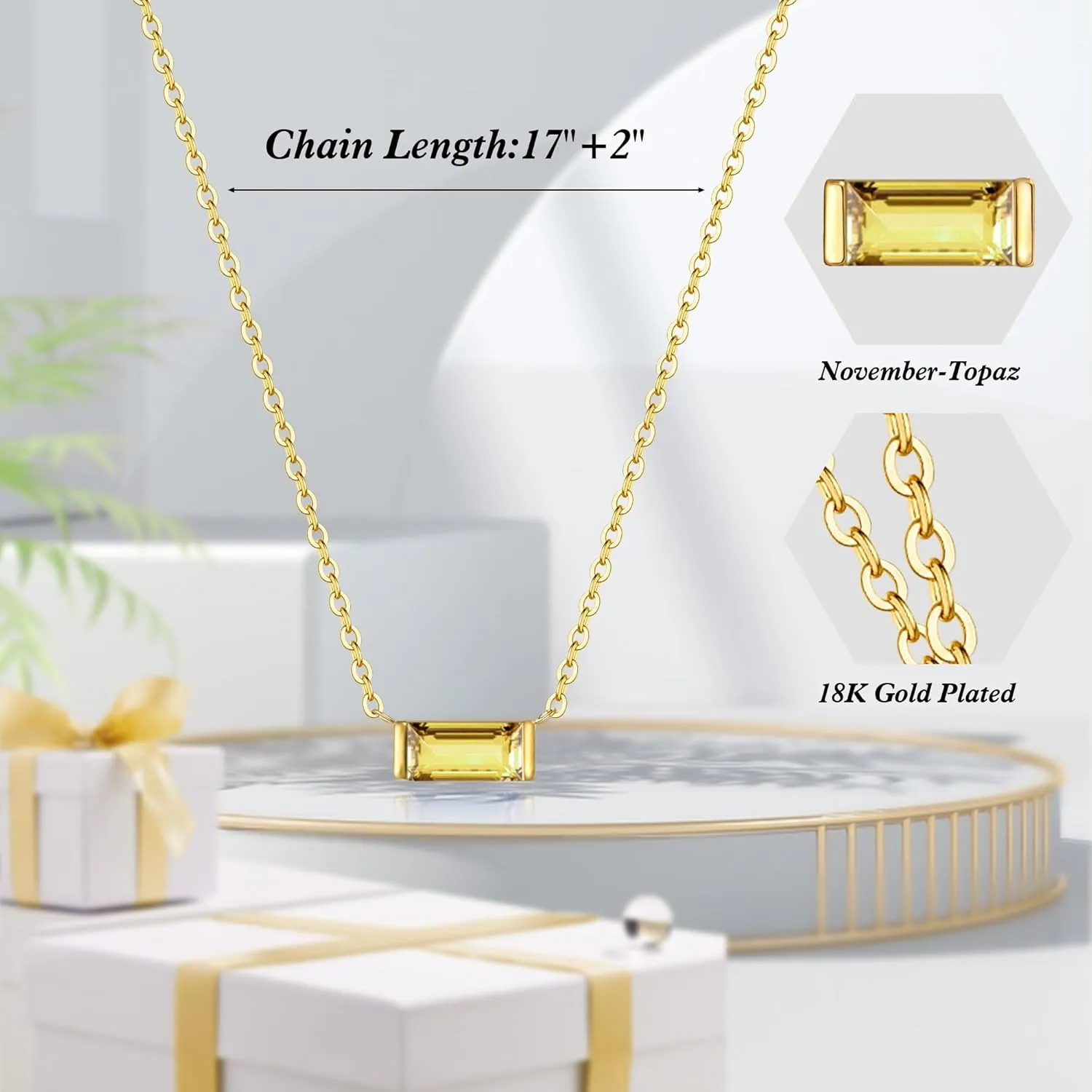 JSJOY Gold Birthstone Necklace for Women Dainty Birthstone Pendant Necklace for Teens Birthday Gifts Jewelry Mothers Day Gifts for Mothers Wife Grandma Teenagers