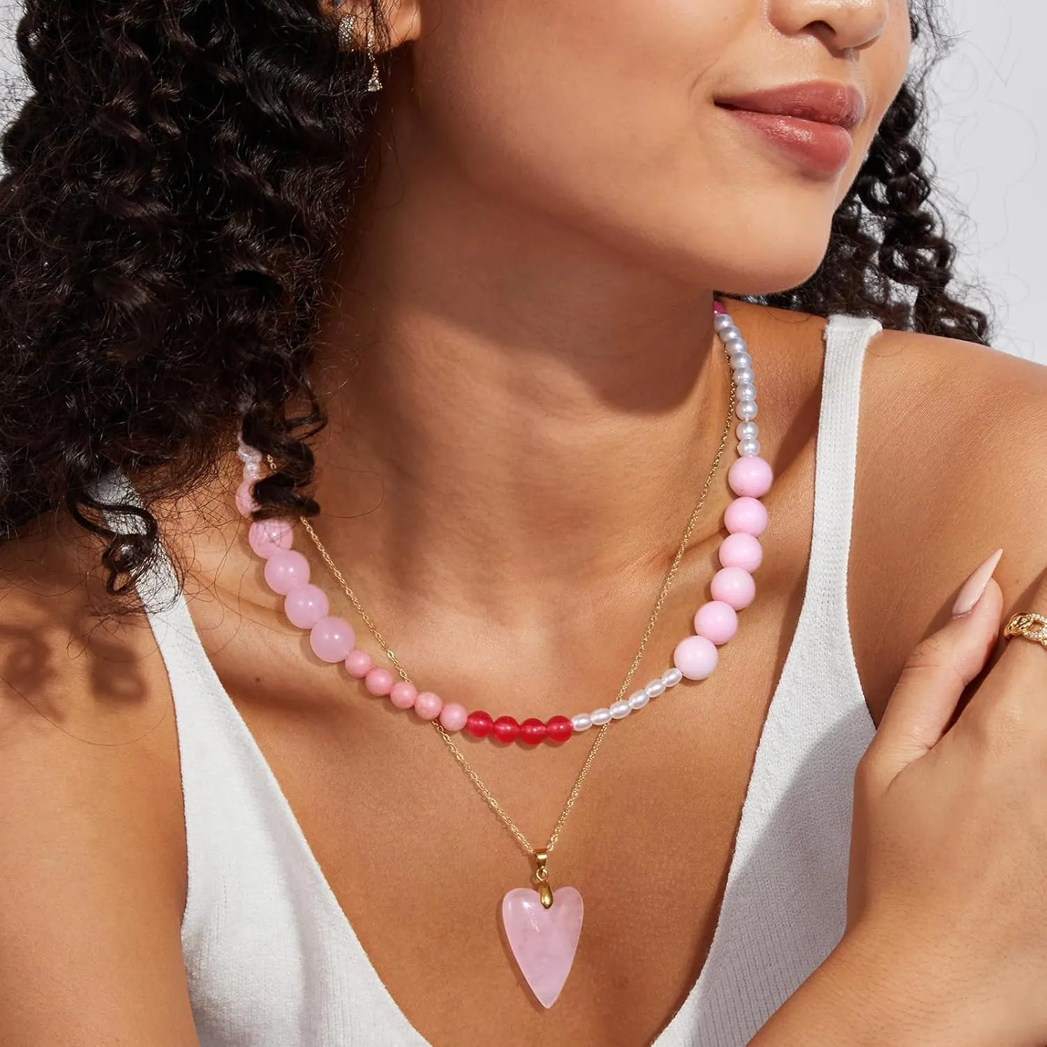 KissYan Beaded Necklaces for Women, Colorful Bead Gemstone Boho Choker for Summer, Natural Stone Handmade Beach Jewelry Gifts