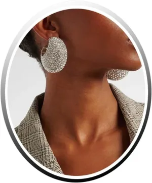 Large Rhinestone Stud Earrings for Women Costume Crystal Statement Hoop Earrings Hypoallergenic Ear Jewelry