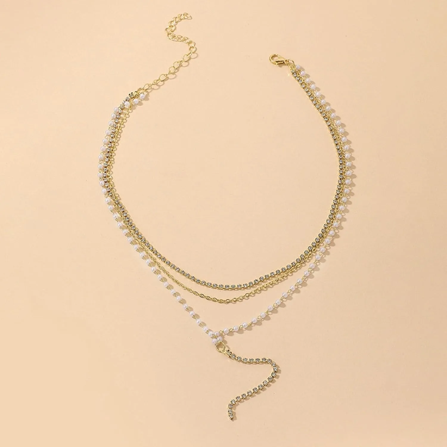 Layer Y Shaped Pearl Necklace For Women 14k Gold Plated Dainty Simple Pearl Choker Necklace for Girls Trendy Jewelry Gifts