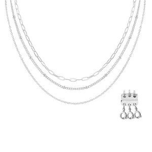 Layered Chain Necklaces for Women Teen Girls, Handmade Silver Color Trendy Necklace, Dainty Gold Choker Necklace, Separator Clasps for Layering (silver color)
