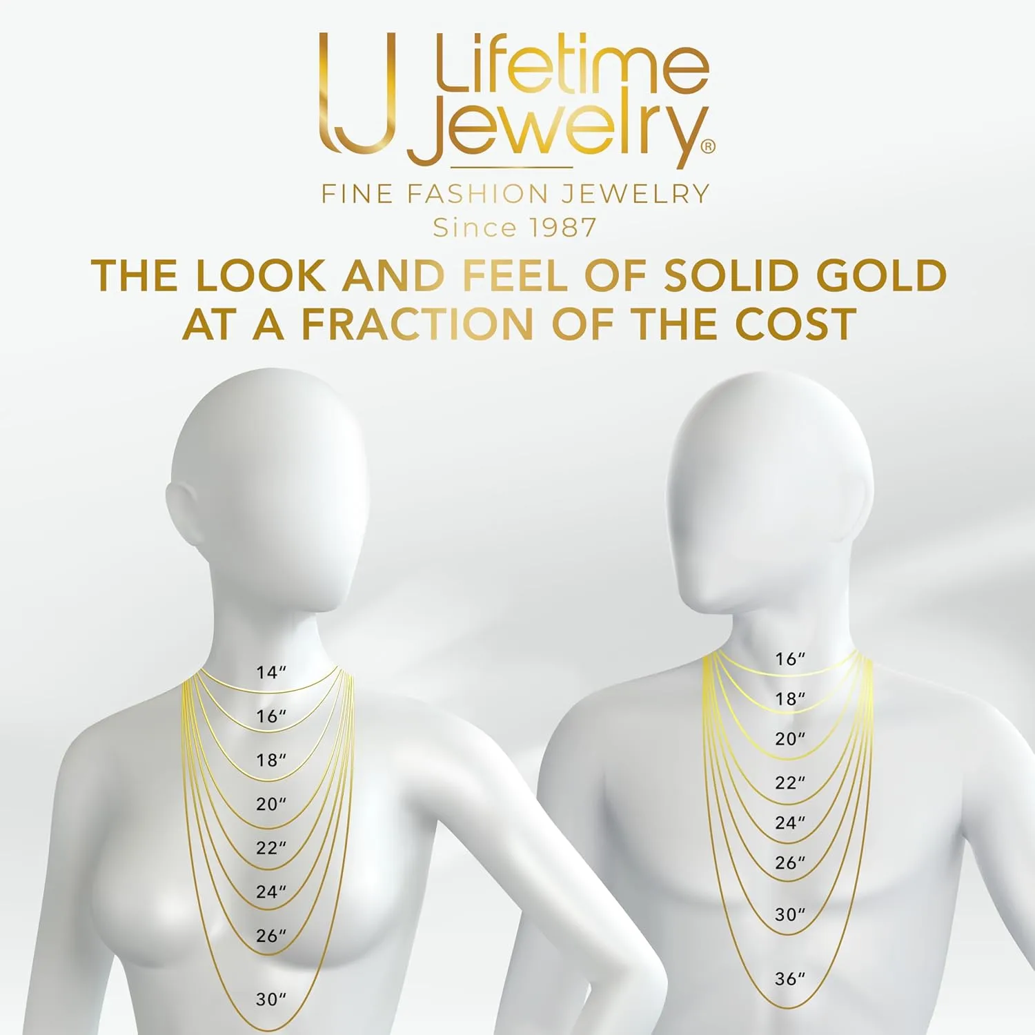 LIFETIME JEWELRY 5mm White Gold Chain for Men & Women 24k Real Gold Plated Diamond Cut Gold Rope Chain for Men & Gold Chain Necklace Women 16 to 36 Inch