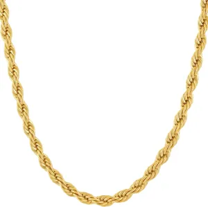 LIFETIME JEWELRY 5mm White Gold Chain for Men & Women 24k Real Gold Plated Diamond Cut Gold Rope Chain for Men & Gold Chain Necklace Women 16 to 36 Inch