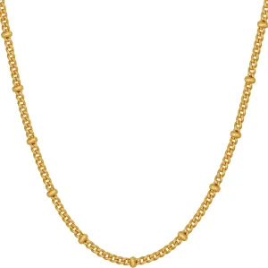 LIFETIME JEWELRY Tiny Curb Link Gold Necklace for Women with Divider Balls 24k Real Gold Plated Necklace