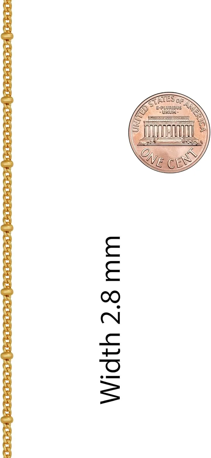 LIFETIME JEWELRY Tiny Curb Link Gold Necklace for Women with Divider Balls 24k Real Gold Plated Necklace