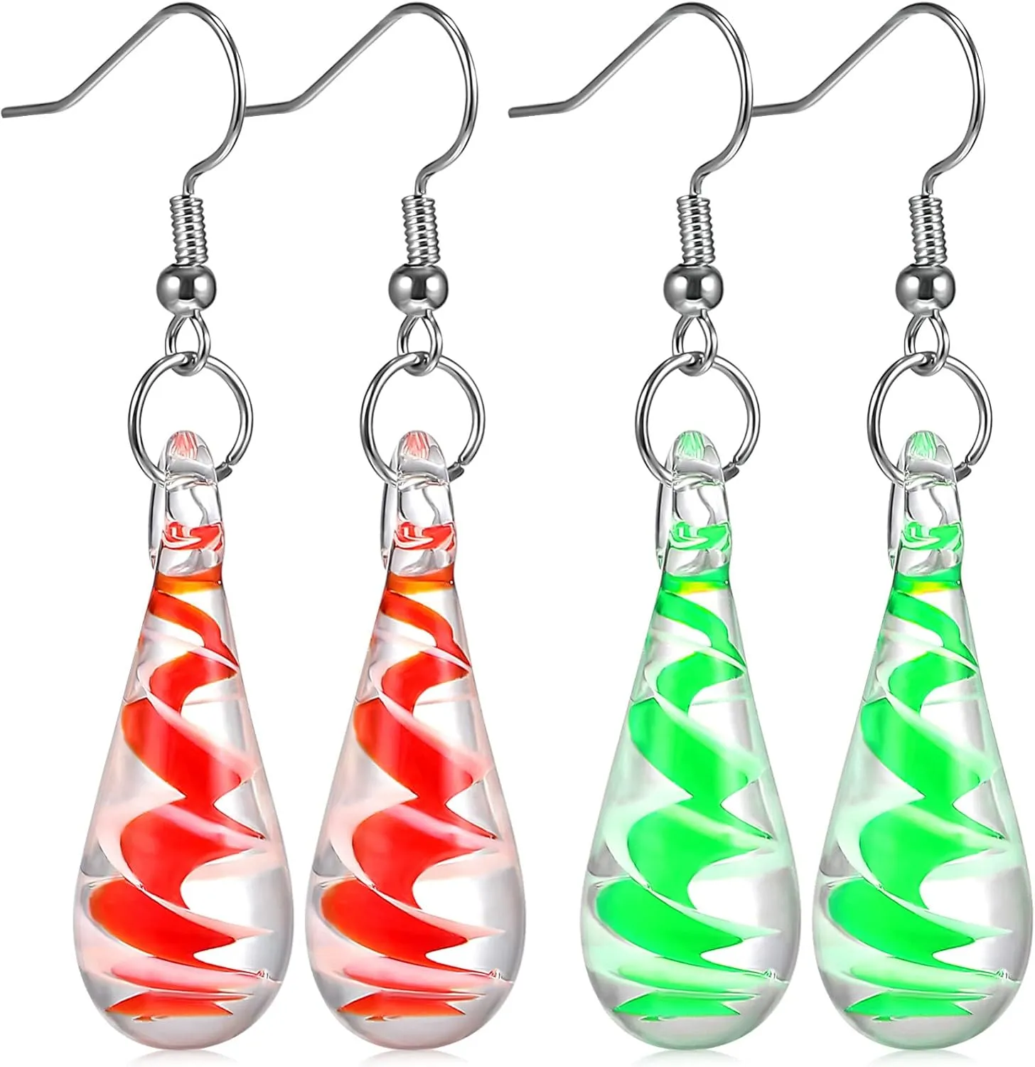 LIFKOME Glass Water Drop Shape Glaze Spiral Dangle Earrings Lampwork Handmade Glass Bead Geometric Earrings for Women Jewelry Women Glass Drop Earrings Flower Teardrop Earrings