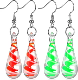LIFKOME Glass Water Drop Shape Glaze Spiral Dangle Earrings Lampwork Handmade Glass Bead Geometric Earrings for Women Jewelry Women Glass Drop Earrings Flower Teardrop Earrings