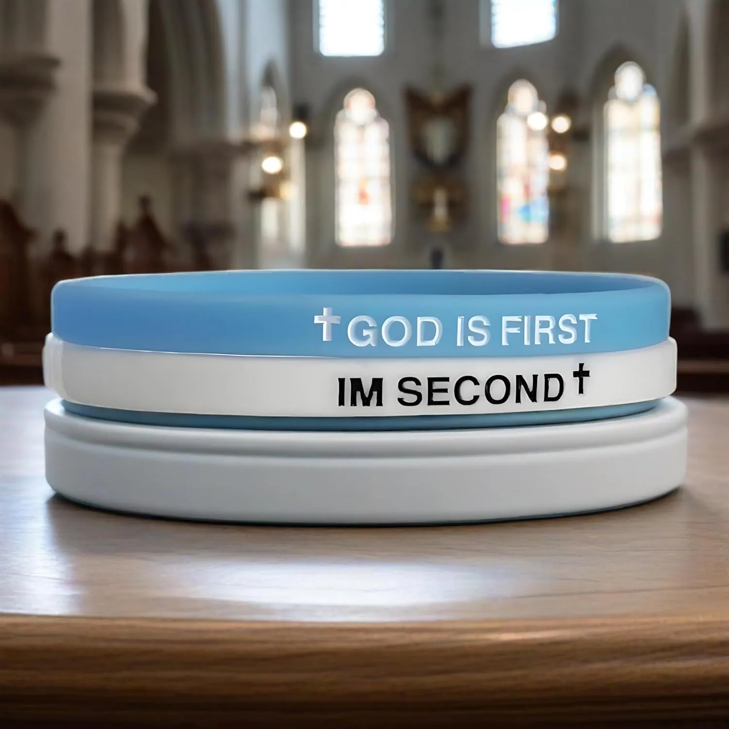 LIU JUN God Is First Bracelet, GOD IS FIRST IM SECOND Christian Rubber Bracelets Inspirational Engraved Bible Verses Cross Silicone Bracelet For Women Men Faith Gifts