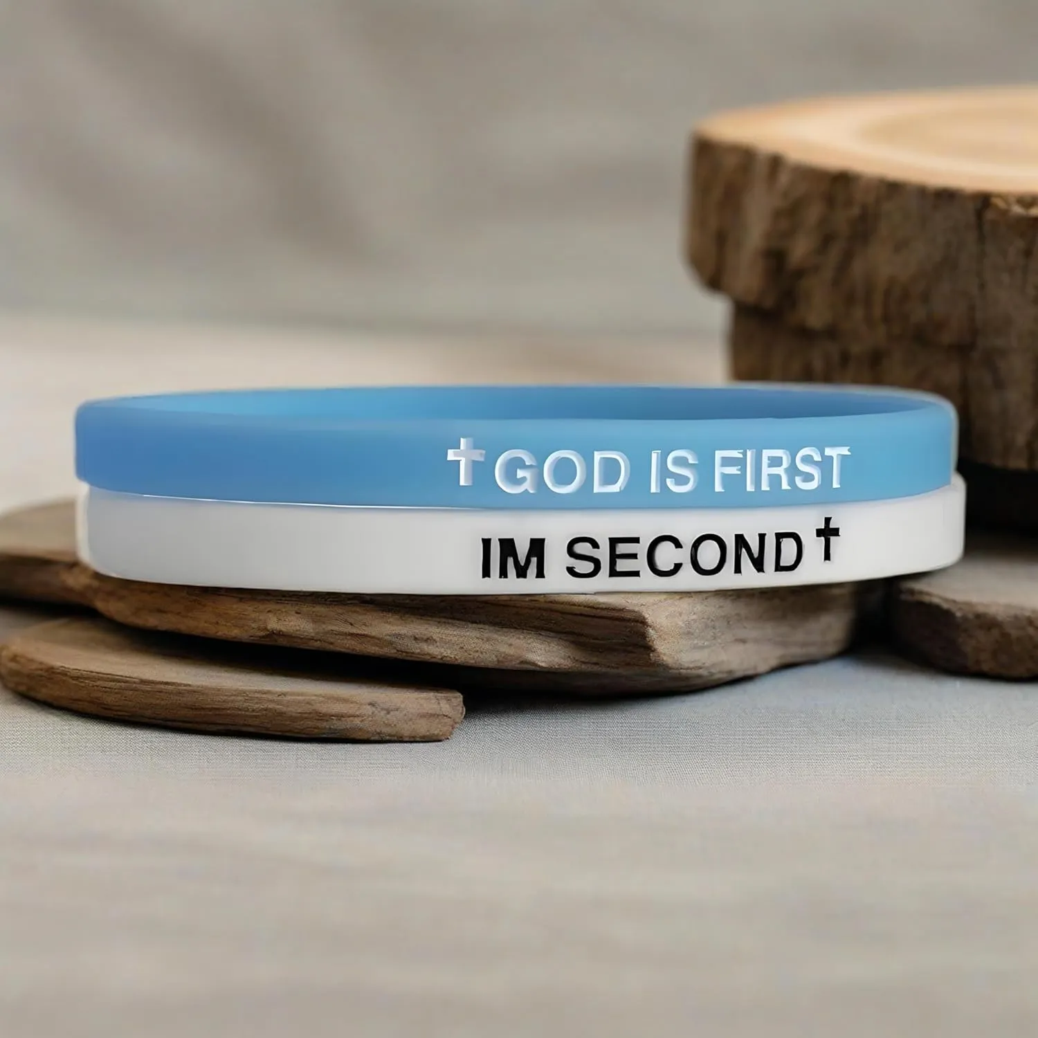 LIU JUN God Is First Bracelet, GOD IS FIRST IM SECOND Christian Rubber Bracelets Inspirational Engraved Bible Verses Cross Silicone Bracelet For Women Men Faith Gifts