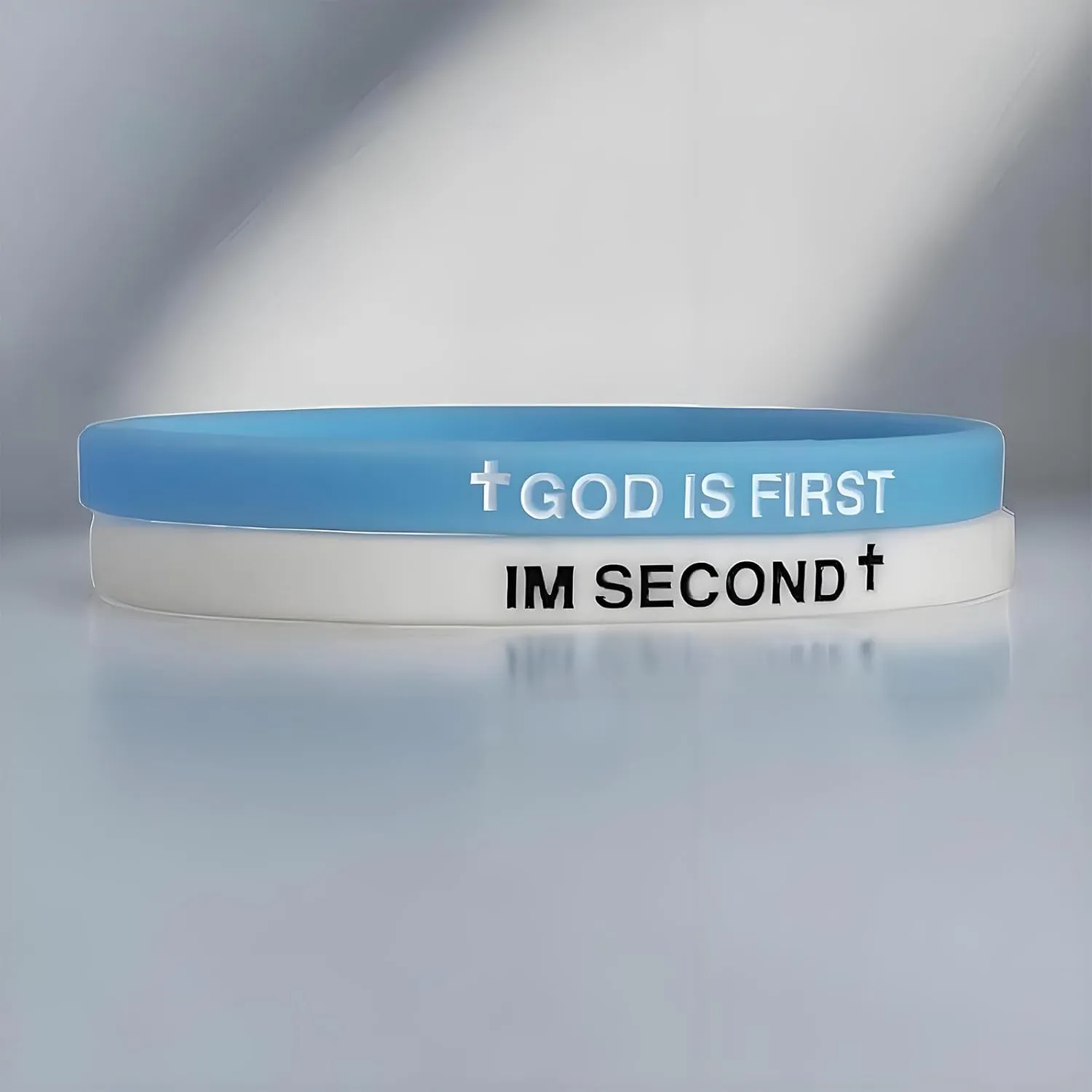 LIU JUN God Is First Bracelet, GOD IS FIRST IM SECOND Christian Rubber Bracelets Inspirational Engraved Bible Verses Cross Silicone Bracelet For Women Men Faith Gifts