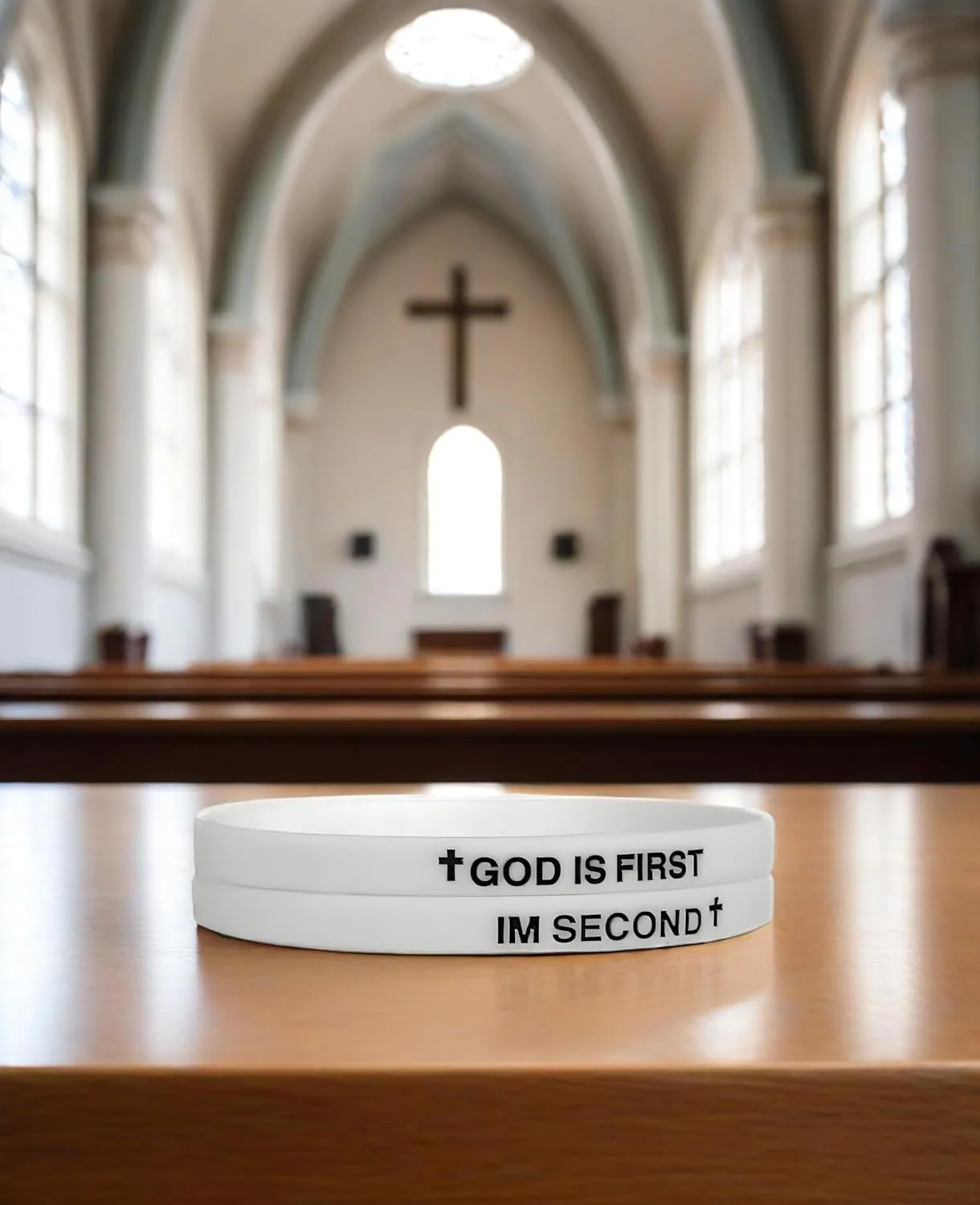 LIU JUN God Is First Bracelet, GOD IS FIRST IM SECOND Christian Rubber Bracelets Inspirational Engraved Bible Verses Cross Silicone Bracelet For Women Men Faith Gifts
