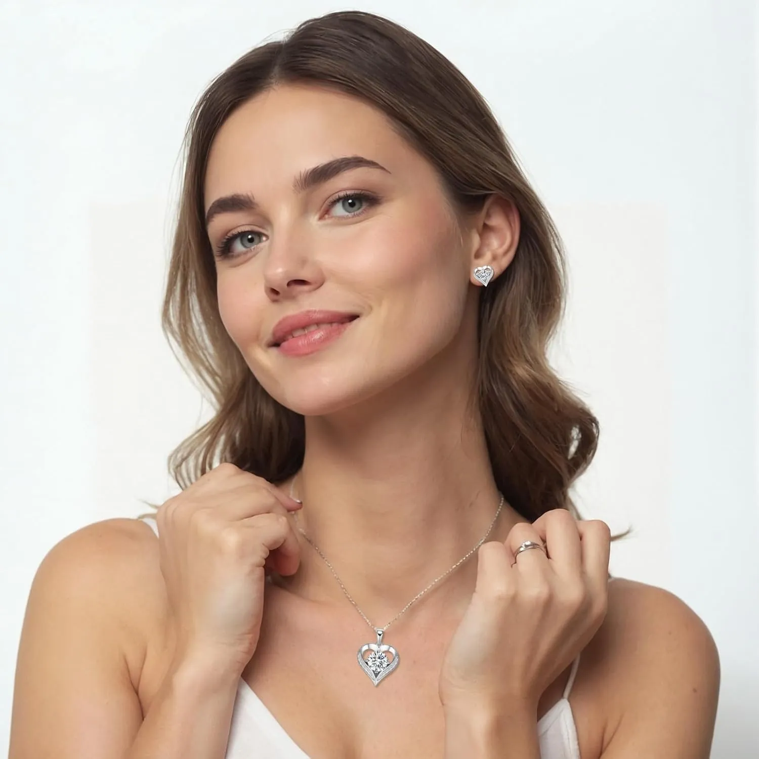 LOVE&LOVE Moissanite Necklaces for Women,1CT/2CT Moissanite Heart Necklace, Christian Cross Necklace for Women Men,18K White Gold Plated Sterling Silver,Jewelry Gift for Her Birthday Anniversary