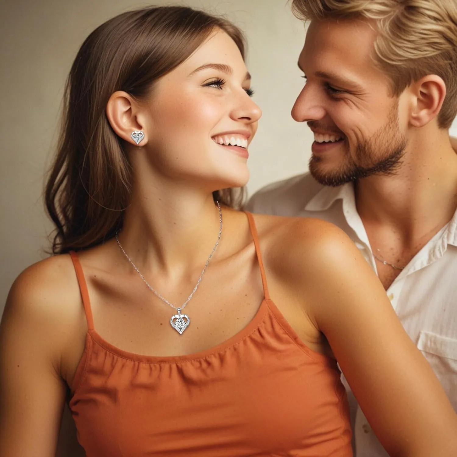 LOVE&LOVE Moissanite Necklaces for Women,1CT/2CT Moissanite Heart Necklace, Christian Cross Necklace for Women Men,18K White Gold Plated Sterling Silver,Jewelry Gift for Her Birthday Anniversary