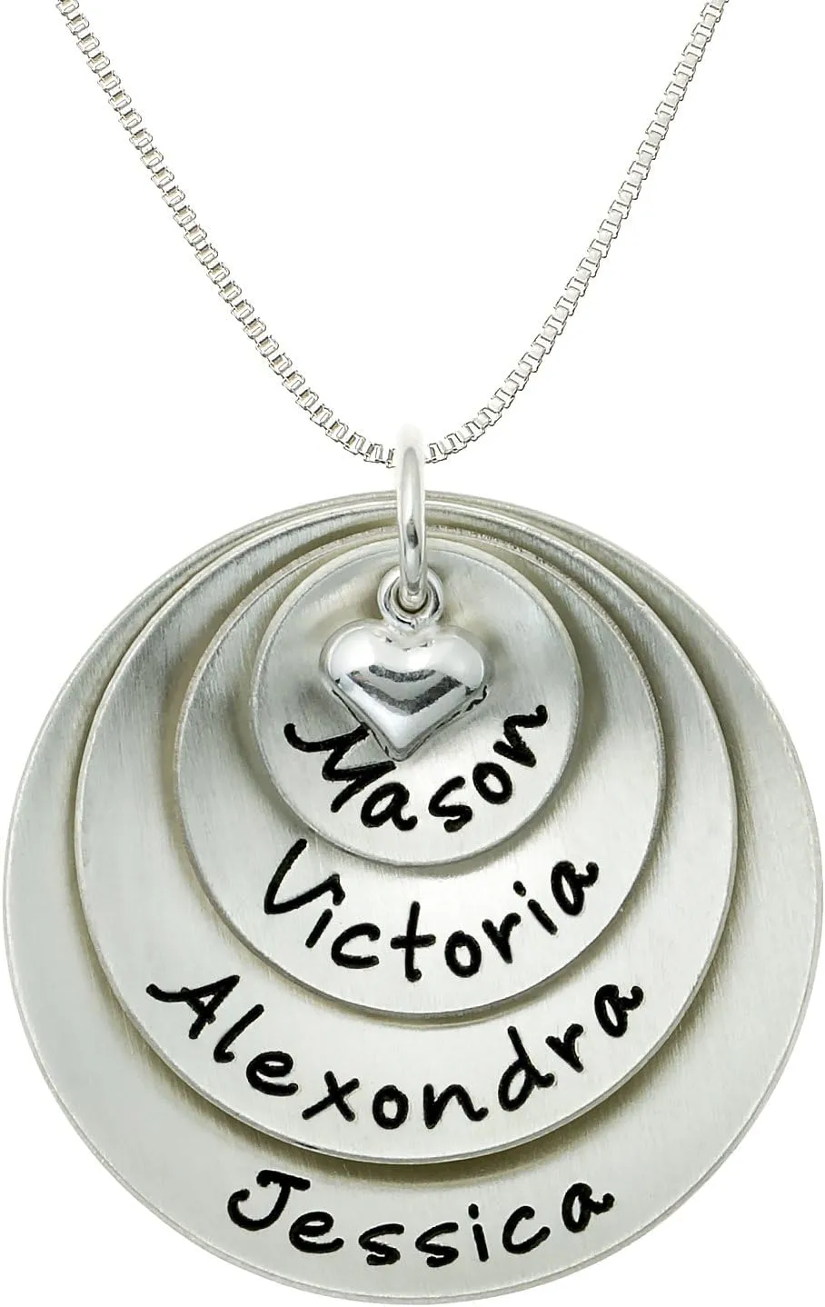 Lucky Four Personalized Sterling Silver Name Necklace. Customize with 4 names. Matte or Hammered Finish. Choice of Sterling Silver Chain. Gifts for Her, Mom, Wife, Girlfriend, Grandmother