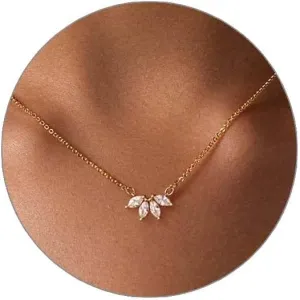 Luxval Diamond Pendant Gold Necklace for WomenDainty 18k Gold Plated Choker Necklaces Simple Gold Jewelry Gifts for Women Girls