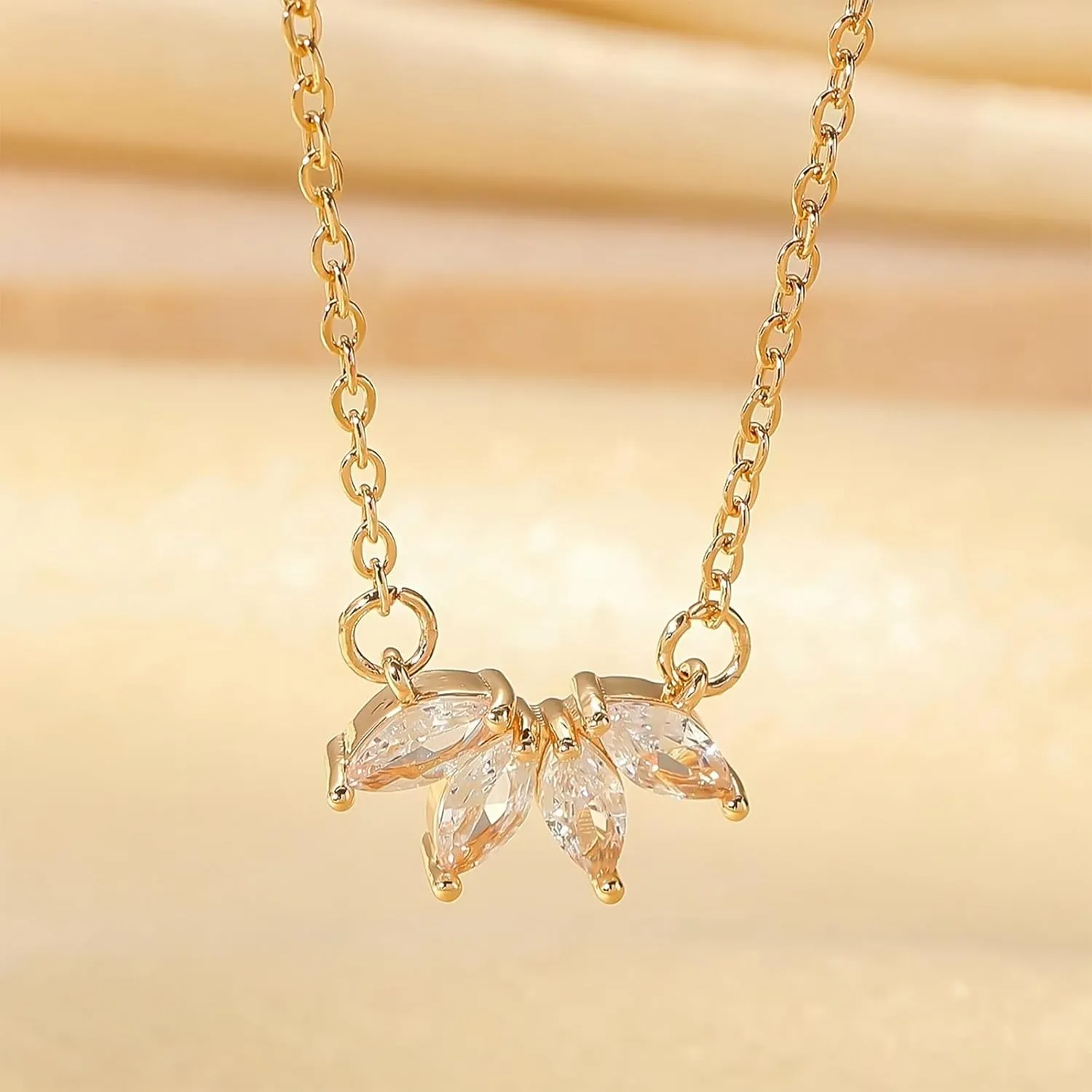 Luxval Diamond Pendant Gold Necklace for WomenDainty 18k Gold Plated Choker Necklaces Simple Gold Jewelry Gifts for Women Girls