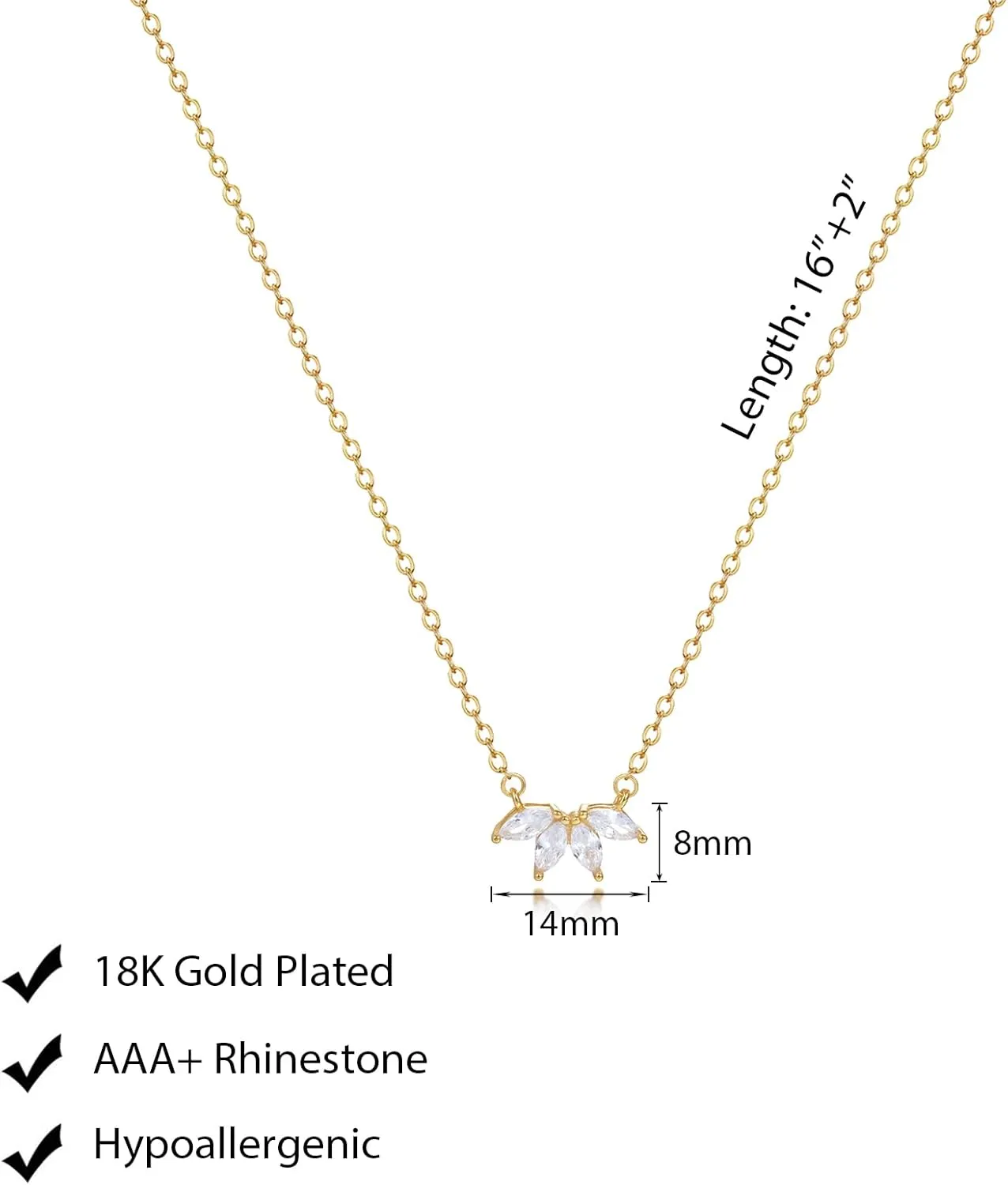 Luxval Diamond Pendant Gold Necklace for WomenDainty 18k Gold Plated Choker Necklaces Simple Gold Jewelry Gifts for Women Girls