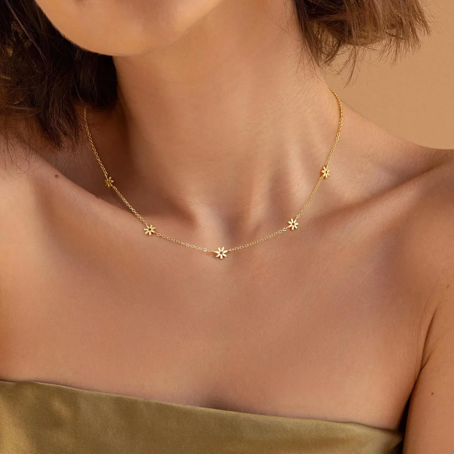 M MOOHAM Gold Clover Heart Pearl Butterfly Star flower Choker Necklace for Women - Dainty 14K Gold Plated Cubic Zirconia Cute Station Necklaces for Women Trendy Prom Jewelry Gifts