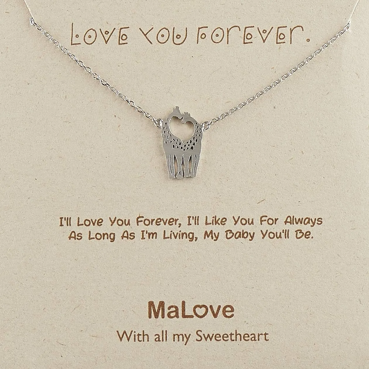 MaLove Lovely Simple Daily Tiny Small Dainty Delicate Giraffe Inspirational Pendant Necklace, Handmade White Rhodium Plated Pendant Necklace Jewelry Gift for Women
