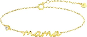 Mama Bracelet for Women 925 Sterling Silver 18K Gold Plated Mom Bracelet for Women with Simple Dainty Mama Initial Bracelets for New Mom Trendy Mother Birthday Christams Day Jewelry Gift from Daughter Husband