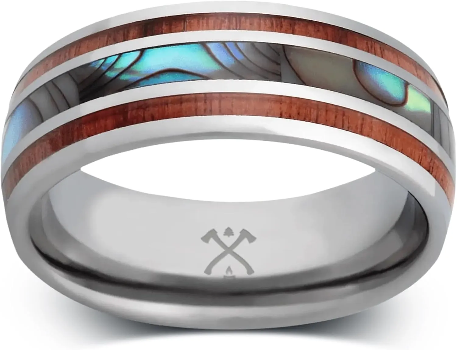 Manly Bands: Ocean-Inspired Mens Wedding Bands and Rings - Unique Wedding Band with Abalone Shell, Stylish Ring for Men - Free Silicone Ring Included