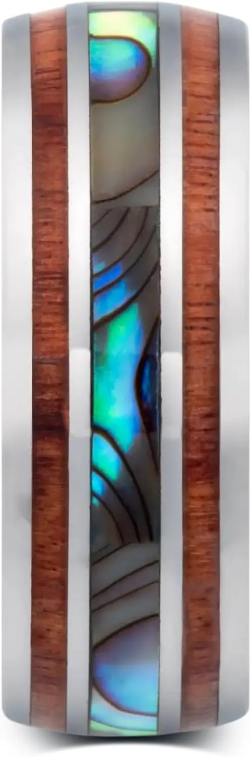 Manly Bands: Ocean-Inspired Mens Wedding Bands and Rings - Unique Wedding Band with Abalone Shell, Stylish Ring for Men - Free Silicone Ring Included