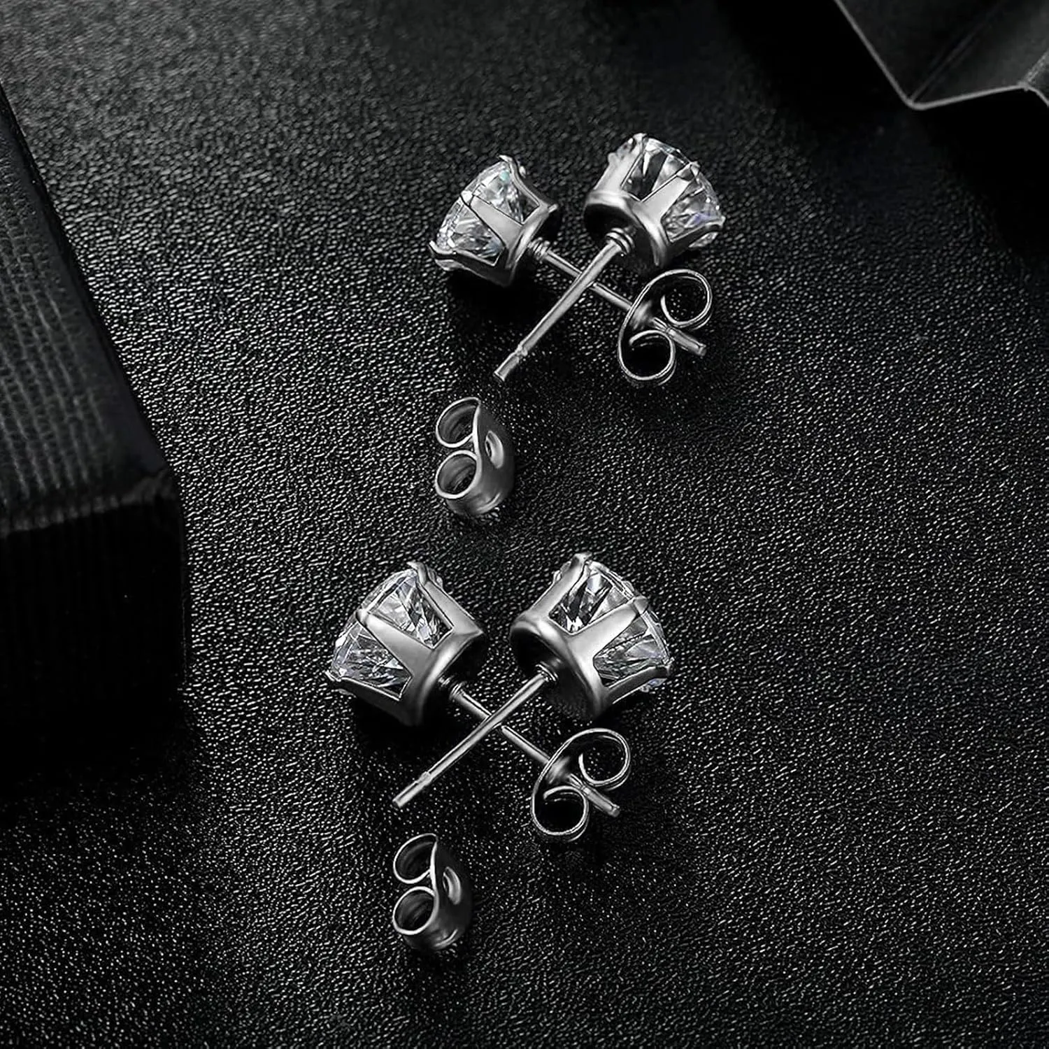 MDFUN 6 Pairs Stud Earrings Sets 3-8MM 18K Gold Plated Round 5A  Cubic Zirconia Earrings Hypoallergenic CZ 6 Prong Ears Jewelry for Women
