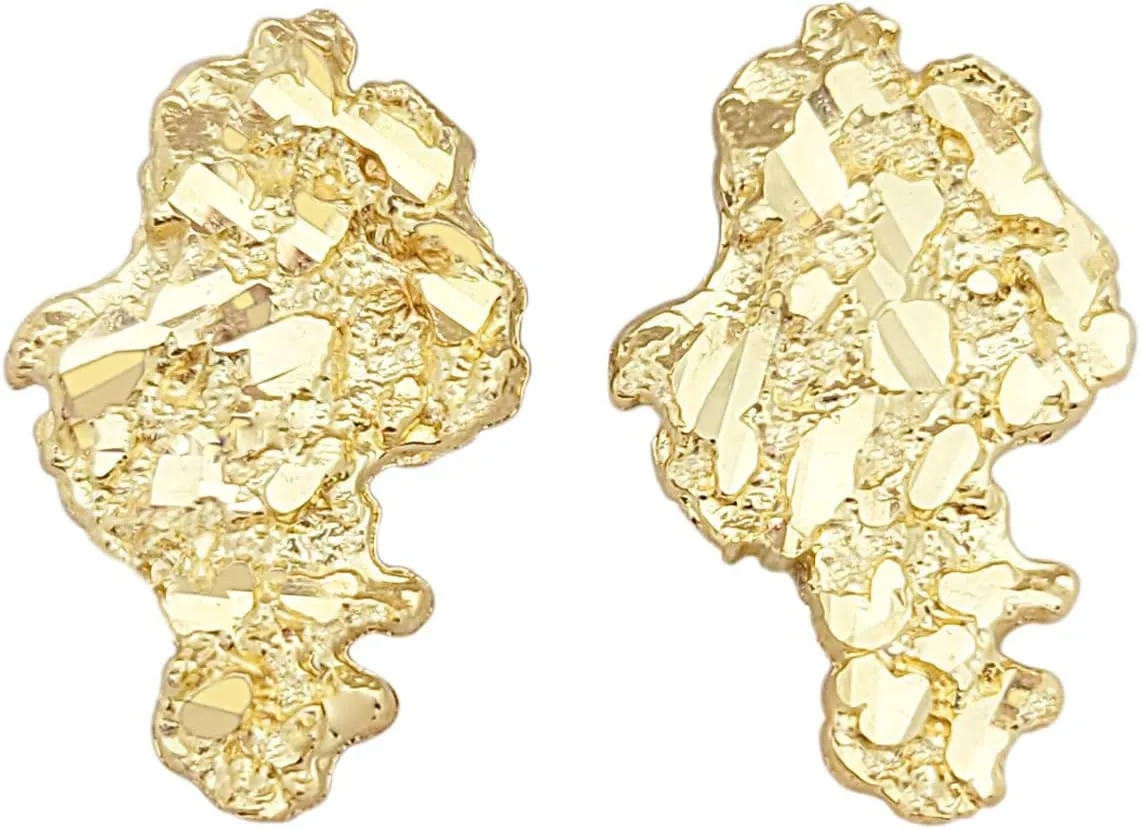 Mens 10k Yellow Gold Nugget Earrings