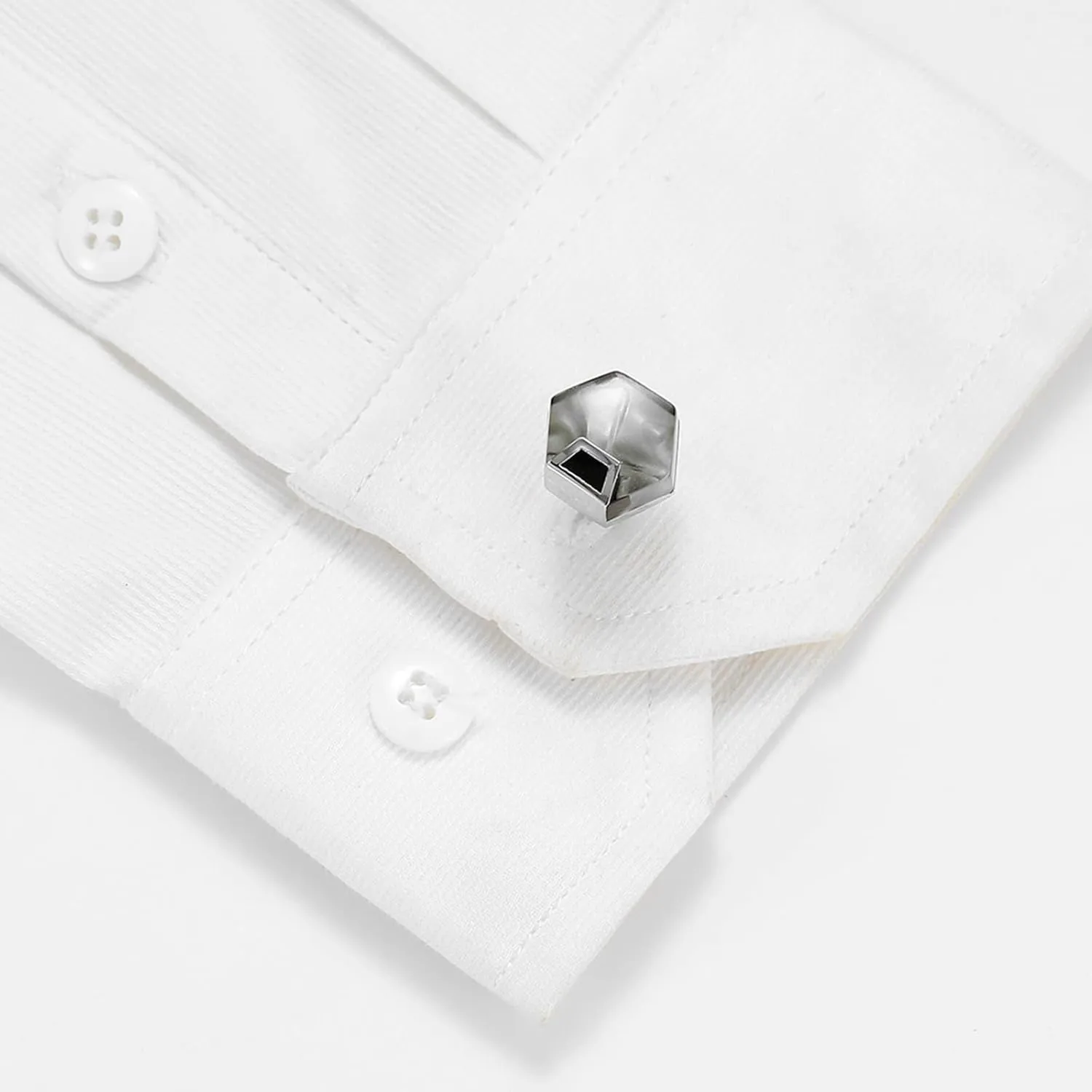Mens Cufflinks Unique Silver Cuff Links Men Silver Plated Geometric Jewelry Gifts for Dad Husband Business Fathers Day Valentines Day