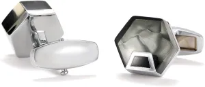 Mens Cufflinks Unique Silver Cuff Links Men Silver Plated Geometric Jewelry Gifts for Dad Husband Business Fathers Day Valentines Day