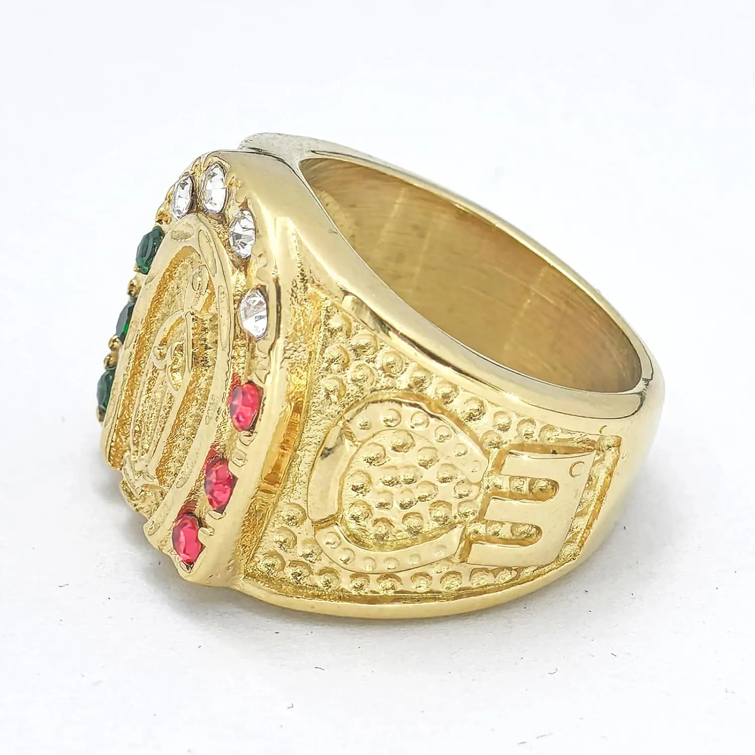 Men's Gold Plating Cubic Zirconia Our Lady of Guadalupe Virgin Mary Ring Religious Ring Size 7-13