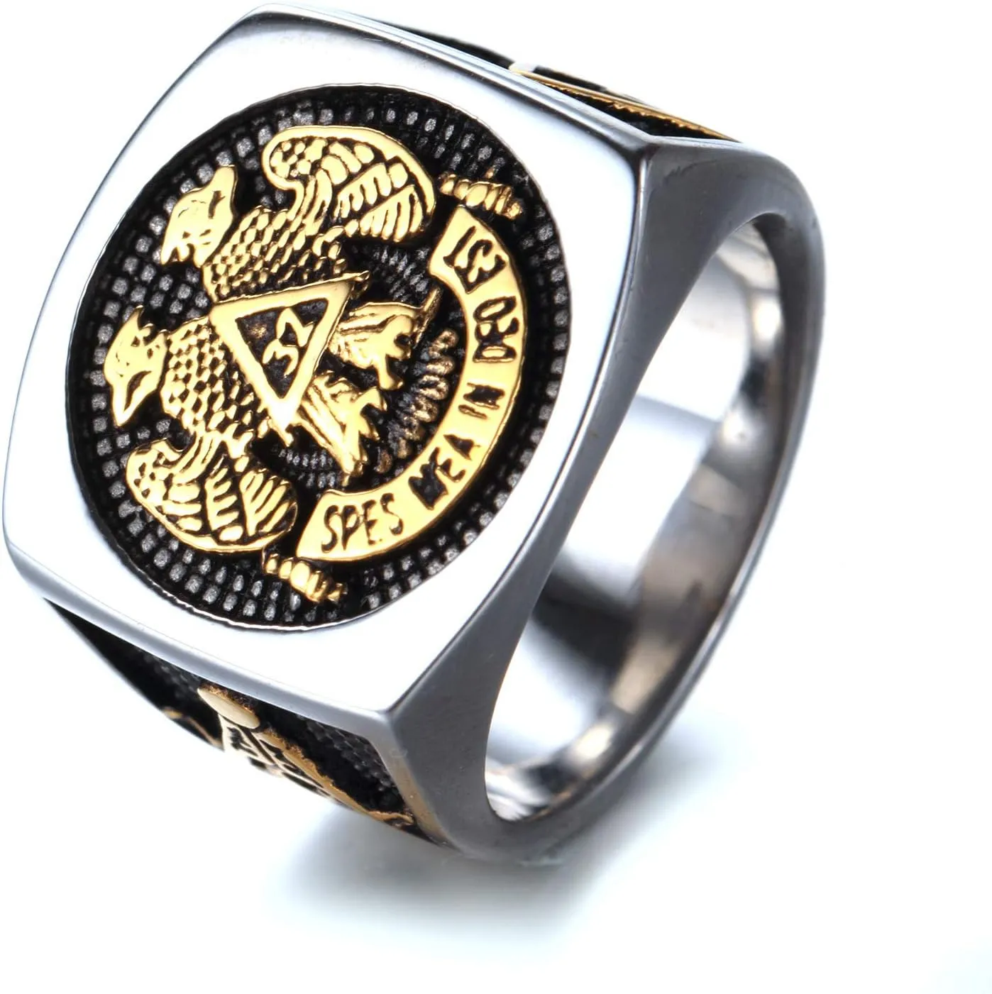 Mens Womens Masonic Ring 32 Degree Scottish Rite Master Freemason Titanium Steel Signet Band