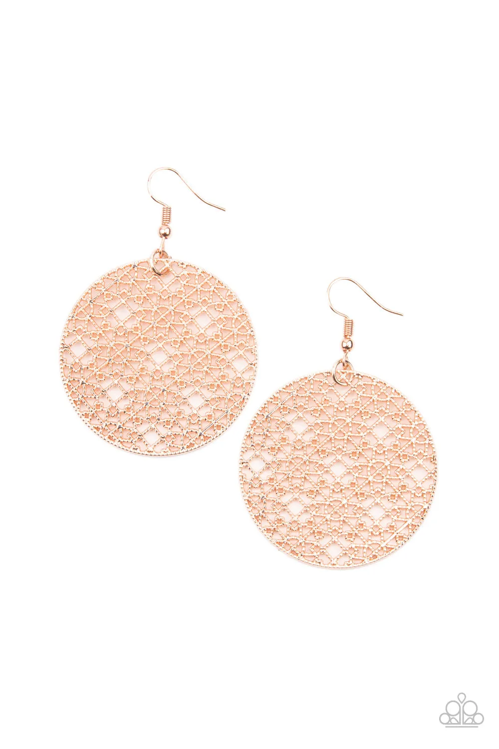 Metallic Mosaic - Rose Gold Paparazzi Earrings
