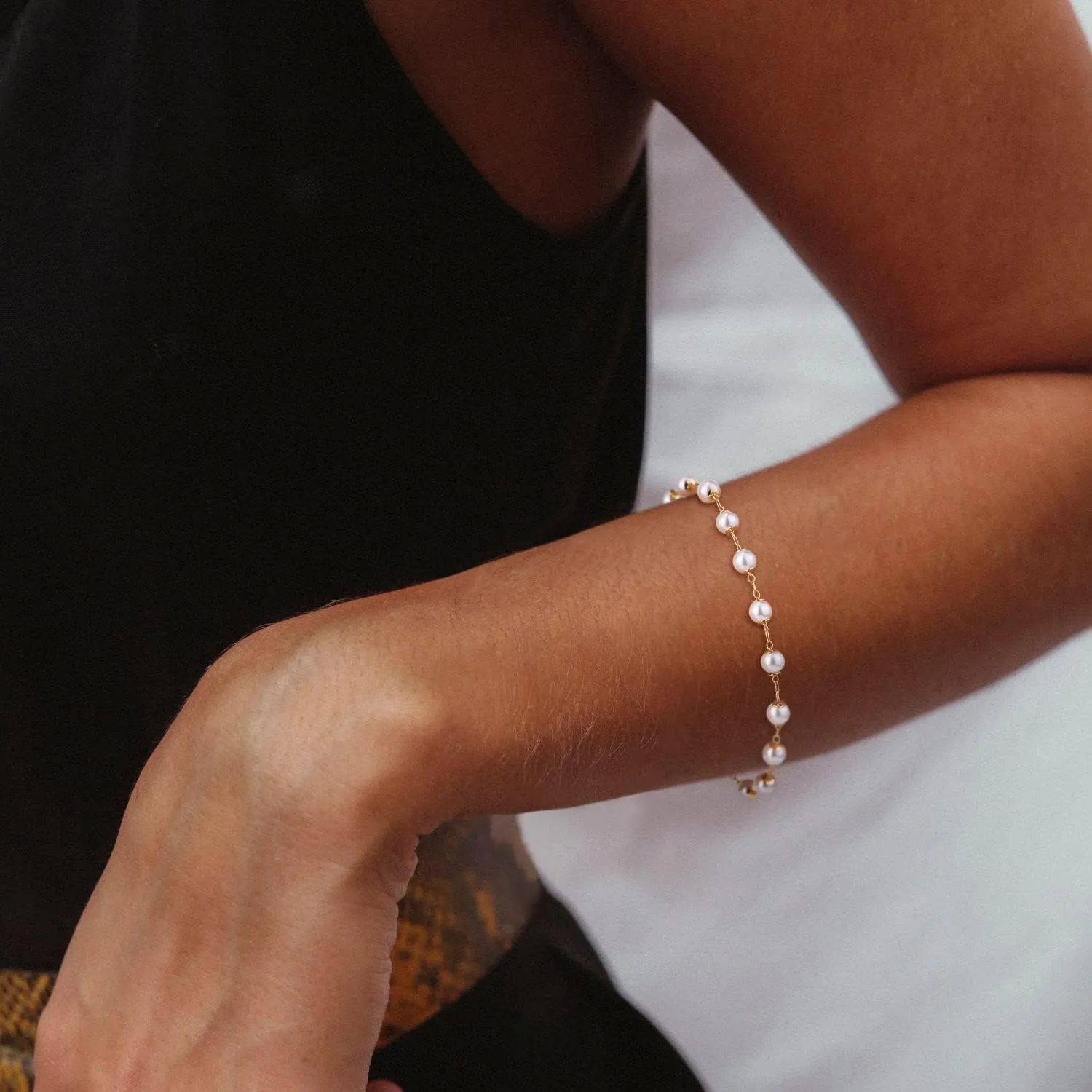 MEVECCO Bracelet for Women 14K Gold Plated Dainty Chain Simple Jewelry Cute Handmade Minimalist for Her
