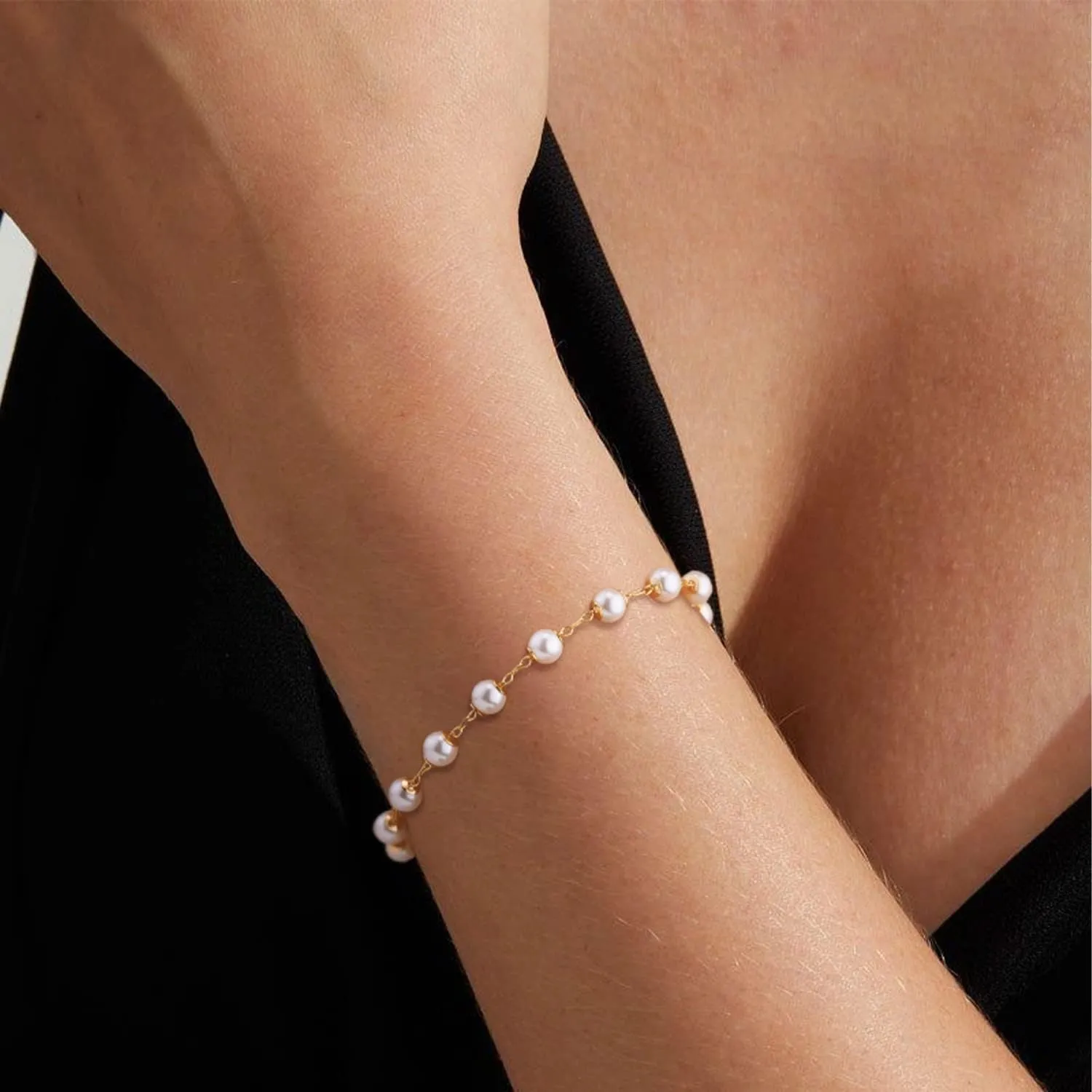 MEVECCO Bracelet for Women 14K Gold Plated Dainty Chain Simple Jewelry Cute Handmade Minimalist for Her