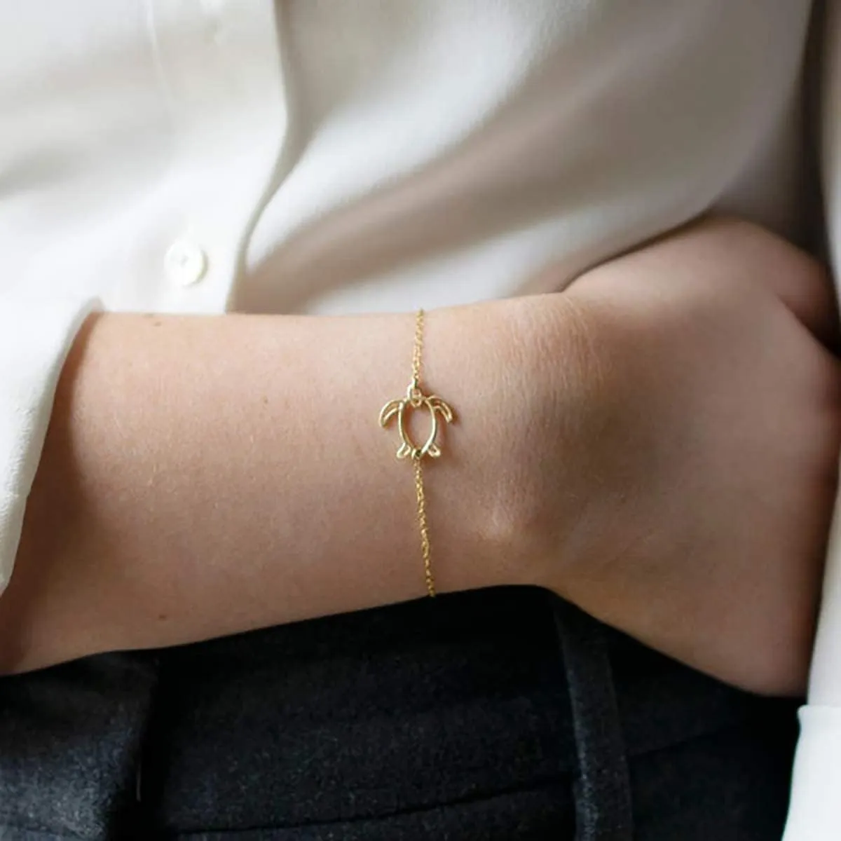 MEVECCO Bracelet for Women 14K Gold Plated Dainty Chain Simple Jewelry Cute Handmade Minimalist for Her