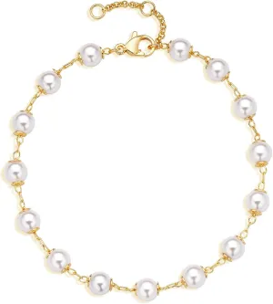 MEVECCO Bracelet for Women 14K Gold Plated Dainty Chain Simple Jewelry Cute Handmade Minimalist for Her