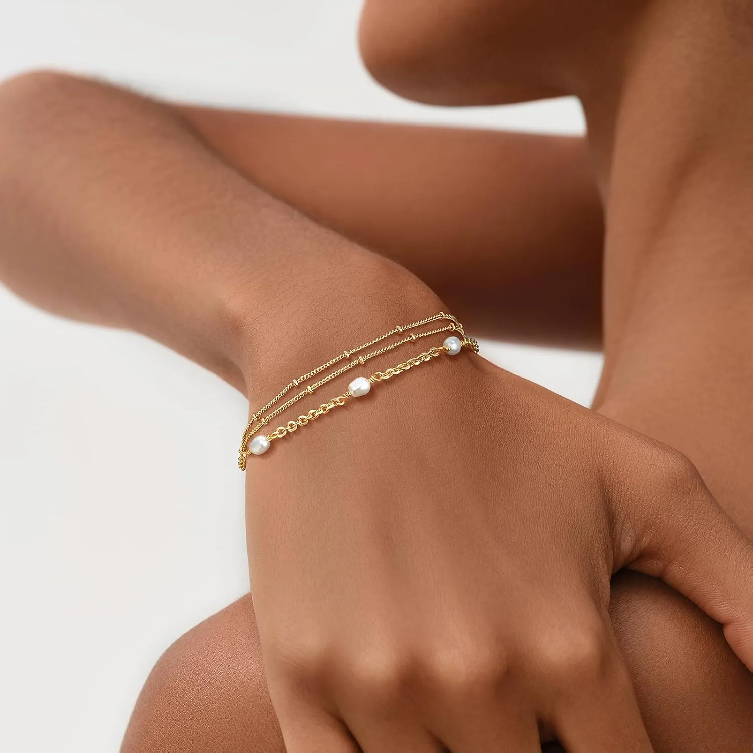 MEVECCO Bracelet for Women 14K Gold Plated Dainty Chain Simple Jewelry Cute Handmade Minimalist for Her