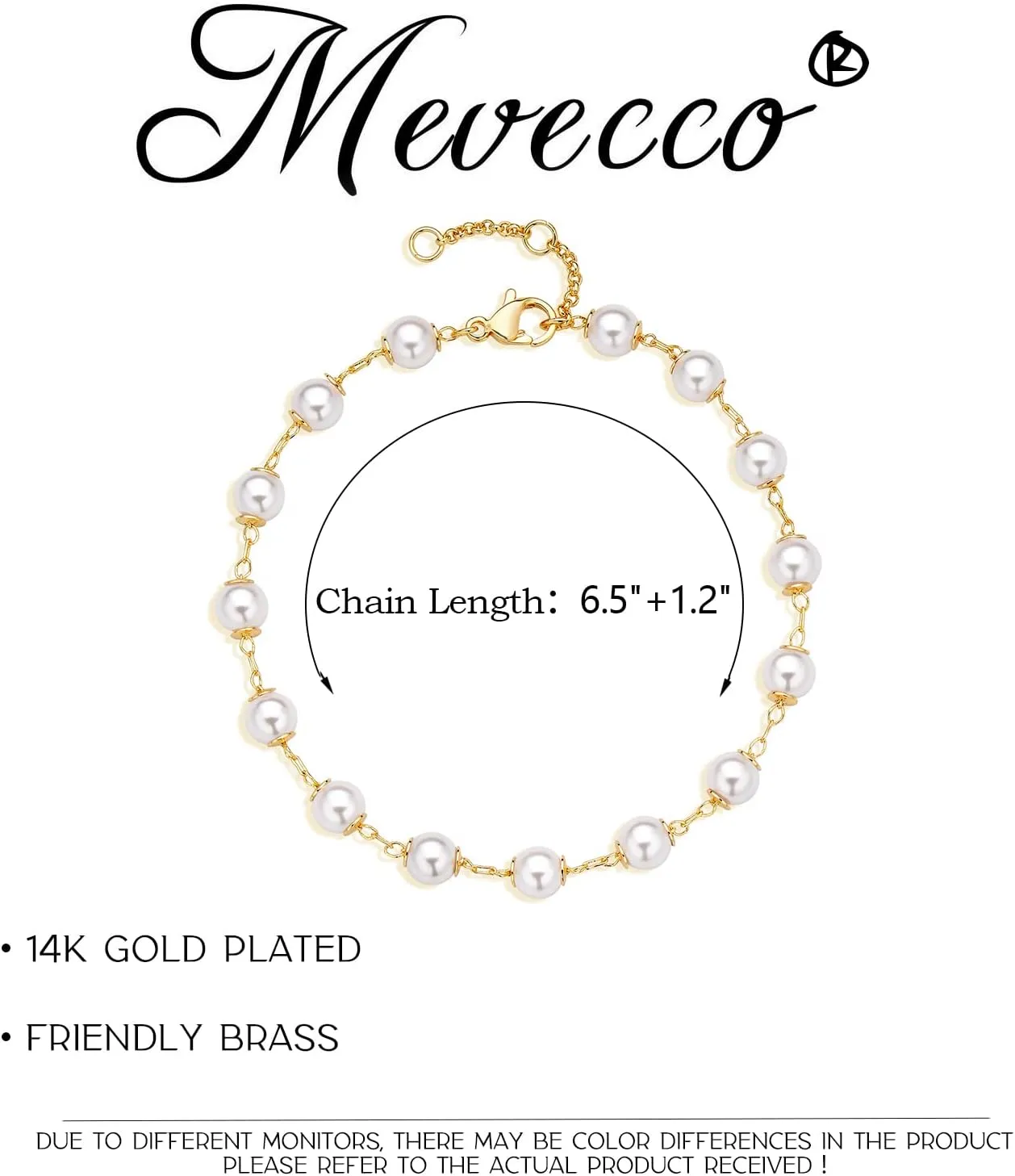 MEVECCO Bracelet for Women 14K Gold Plated Dainty Chain Simple Jewelry Cute Handmade Minimalist for Her