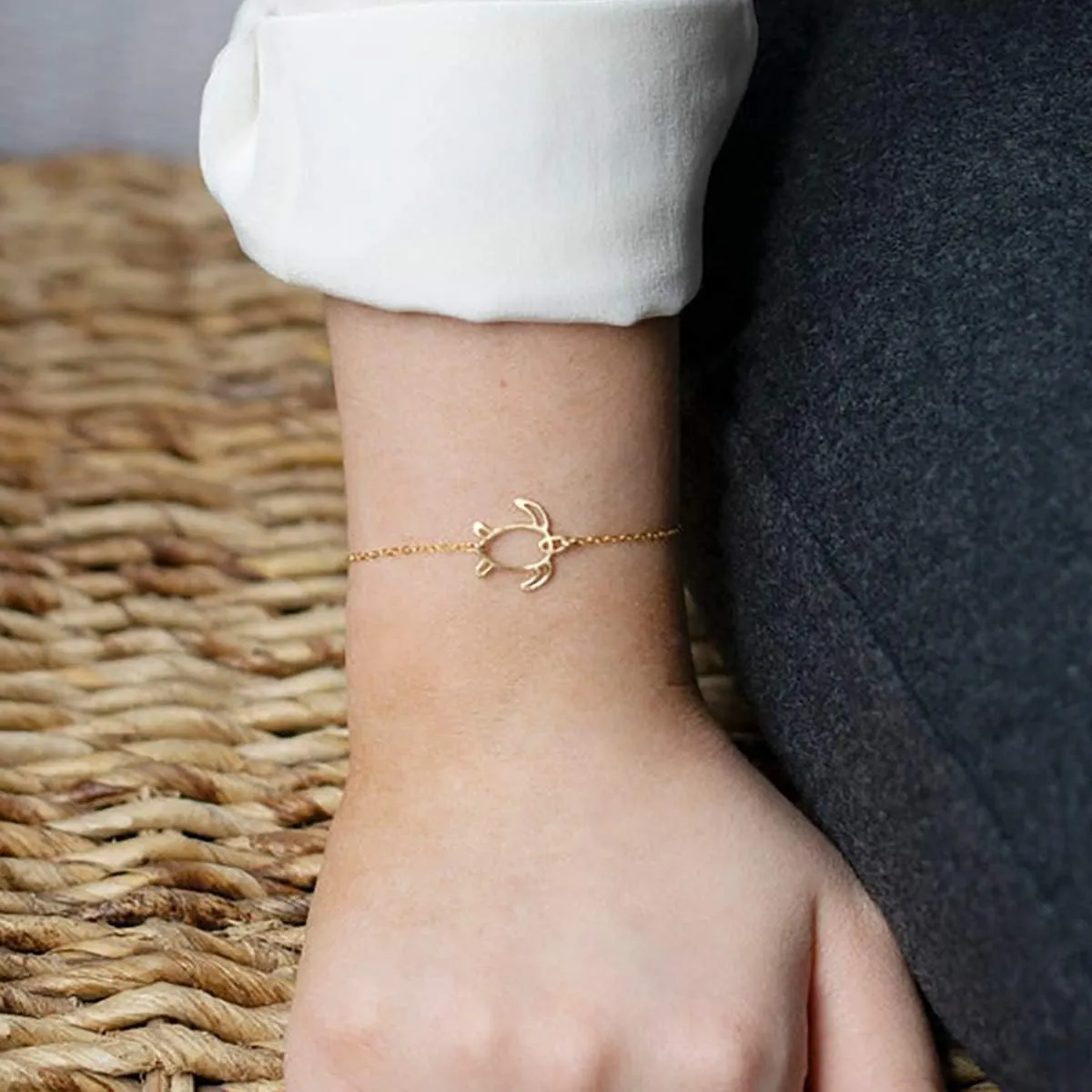 MEVECCO Bracelet for Women 14K Gold Plated Dainty Chain Simple Jewelry Cute Handmade Minimalist for Her