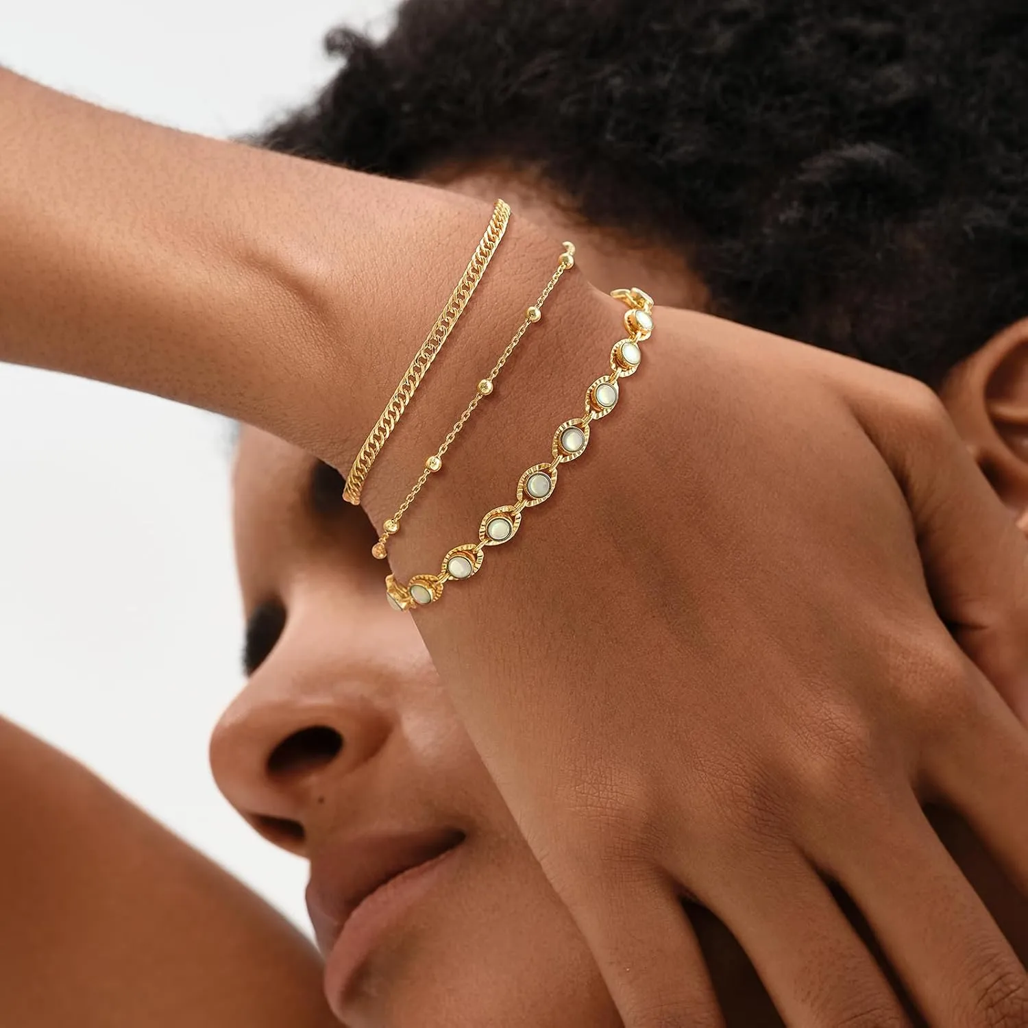 MEVECCO Bracelet for Women 14K Gold Plated Dainty Chain Simple Jewelry Cute Handmade Minimalist for Her
